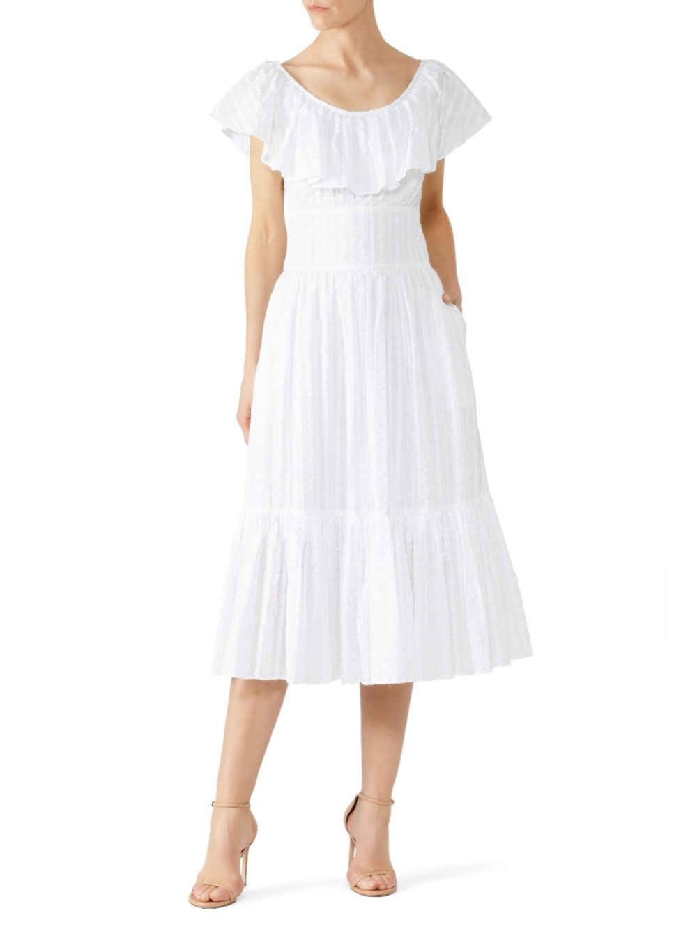 NWT Tory Burch Striped White Seersucker Dress Size 8 Retail $448